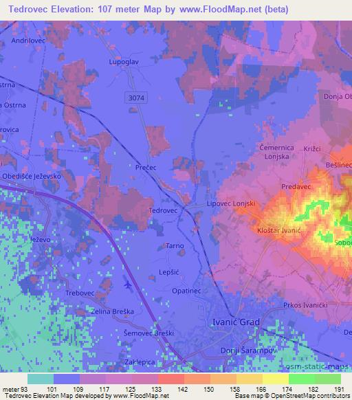 Tedrovec,Croatia Elevation Map