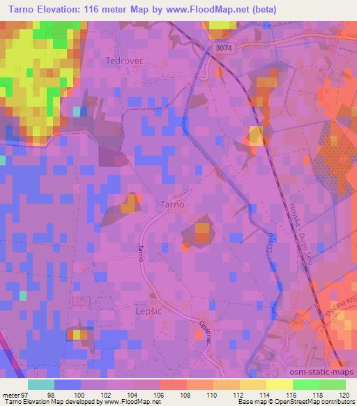 Tarno,Croatia Elevation Map