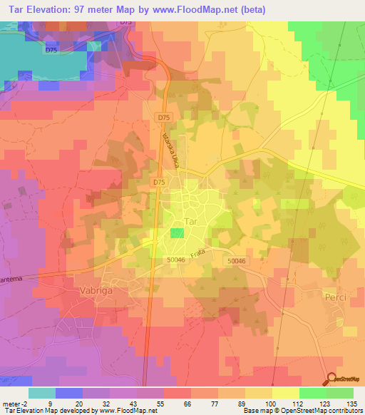 Tar,Croatia Elevation Map