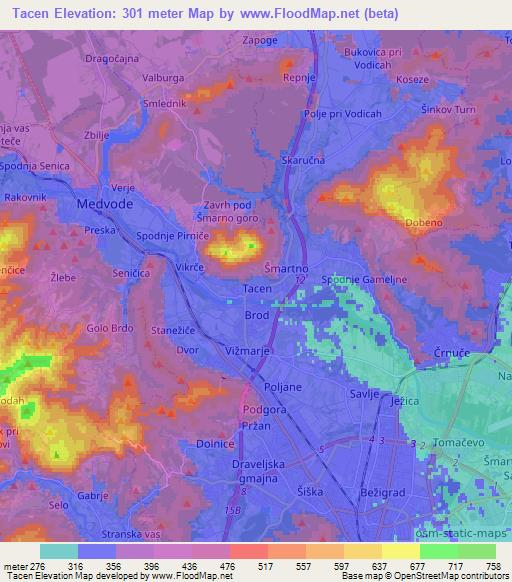 Tacen,Slovenia Elevation Map