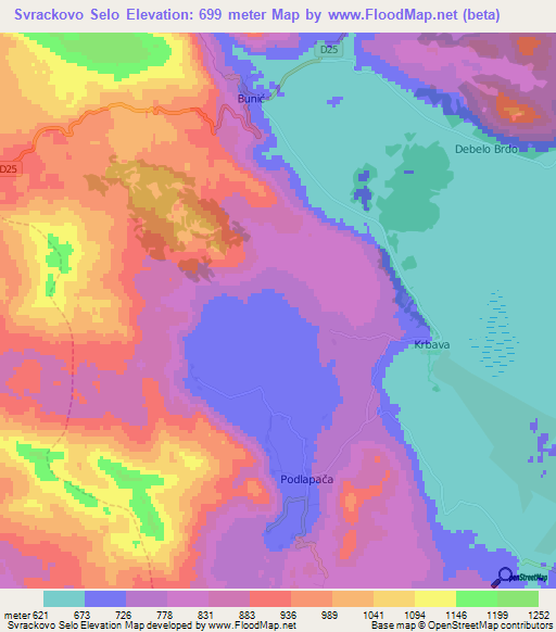 Svrackovo Selo,Croatia Elevation Map