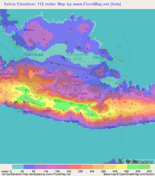 Svirce,Croatia Elevation Map