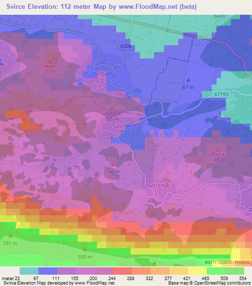 Svirce,Croatia Elevation Map