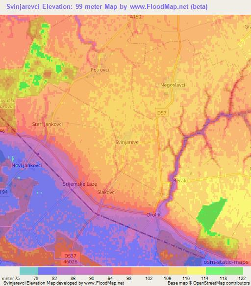 Svinjarevci,Croatia Elevation Map