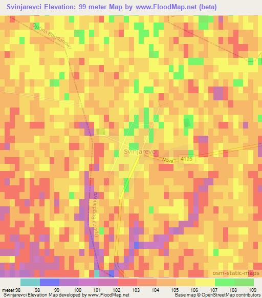 Svinjarevci,Croatia Elevation Map