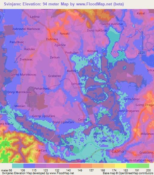 Svinjarec,Croatia Elevation Map