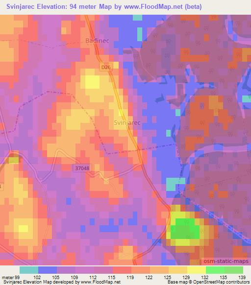 Svinjarec,Croatia Elevation Map