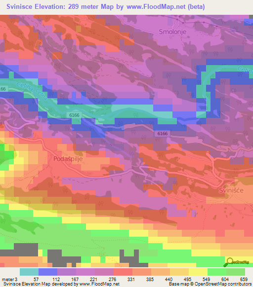 Svinisce,Croatia Elevation Map