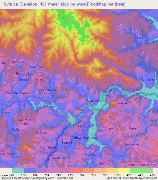 Svinica,Croatia Elevation Map