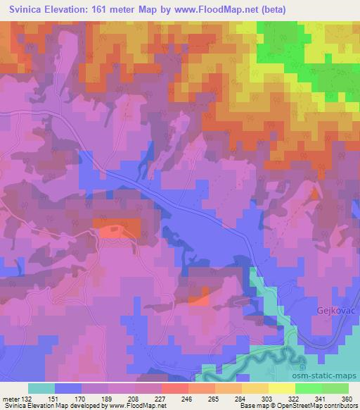 Svinica,Croatia Elevation Map