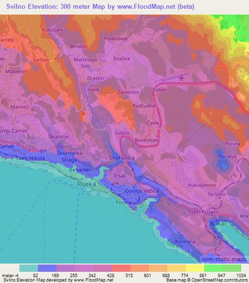 Svilno,Croatia Elevation Map