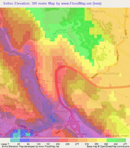 Svilno,Croatia Elevation Map