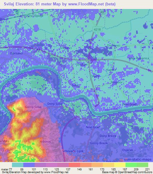 Svilaj,Croatia Elevation Map