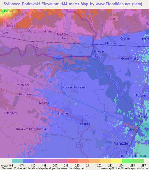 Svibovec Podravski,Croatia Elevation Map