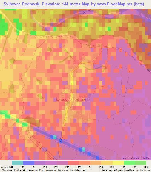 Svibovec Podravski,Croatia Elevation Map