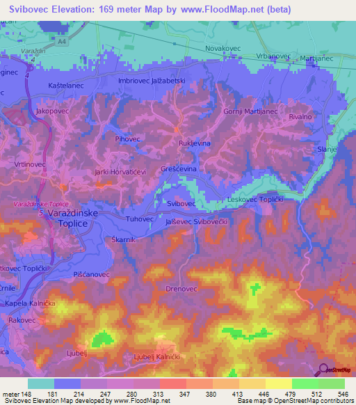 Svibovec,Croatia Elevation Map