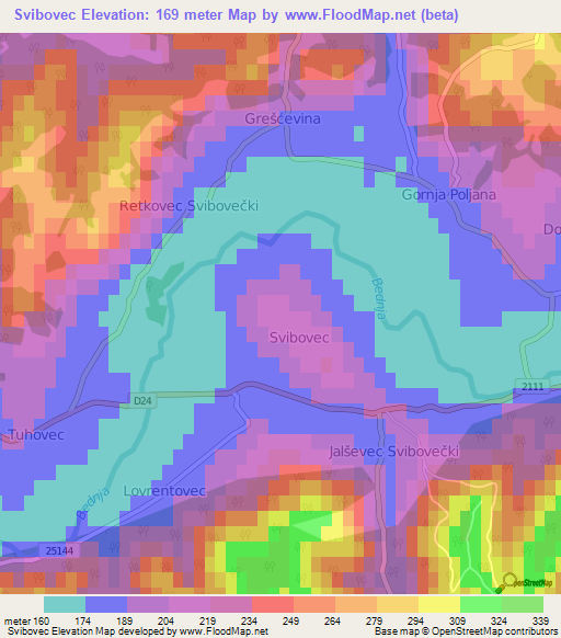 Svibovec,Croatia Elevation Map