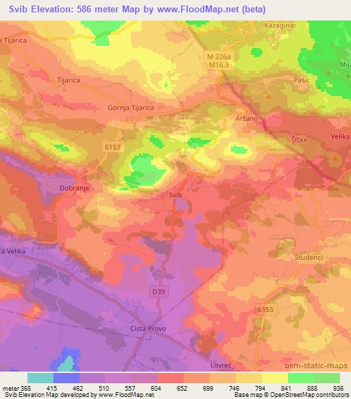 Svib,Croatia Elevation Map