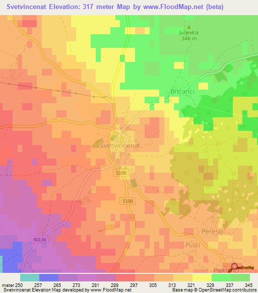 Svetvincenat,Croatia Elevation Map