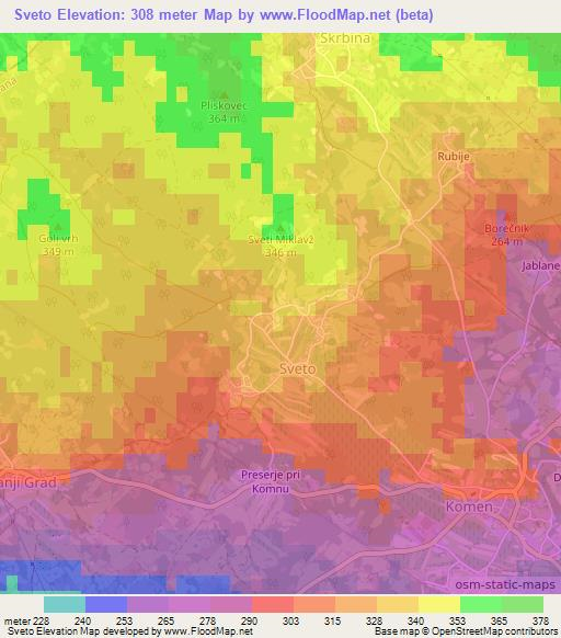 Sveto,Slovenia Elevation Map