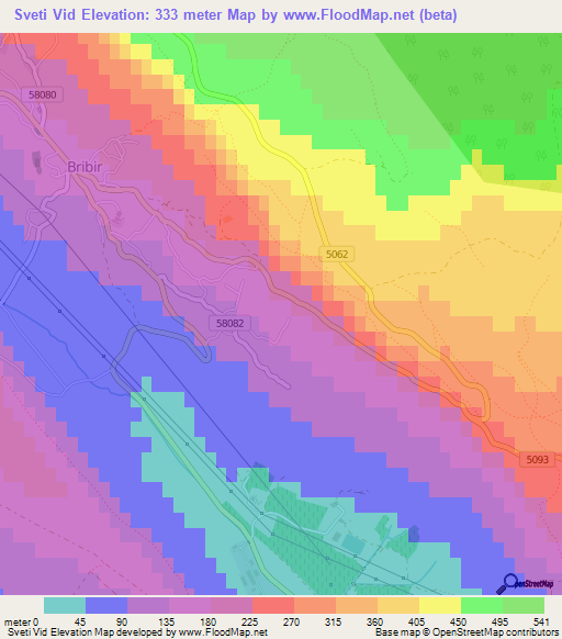 Sveti Vid,Croatia Elevation Map