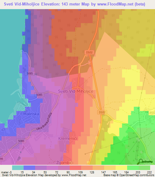 Sveti Vid-Miholjice,Croatia Elevation Map