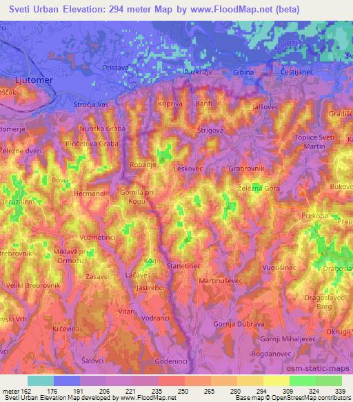 Sveti Urban,Slovenia Elevation Map