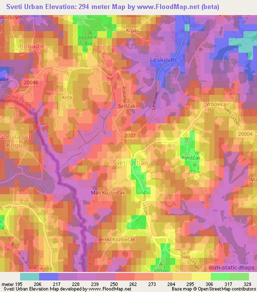 Sveti Urban,Slovenia Elevation Map