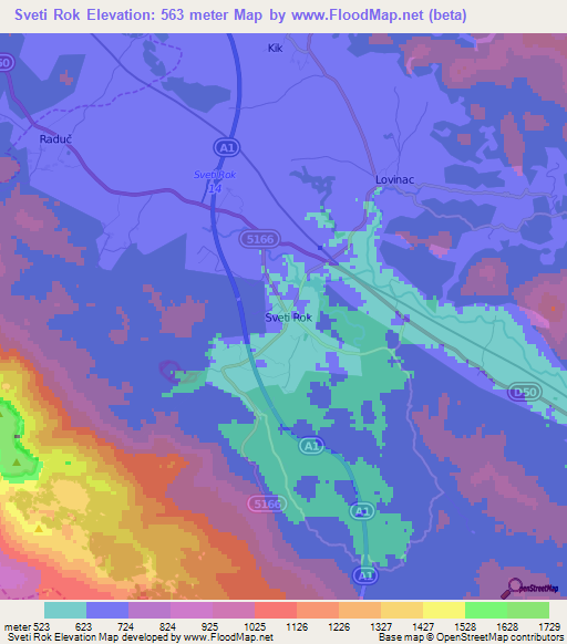 Sveti Rok,Croatia Elevation Map