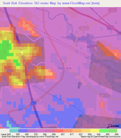 Sveti Rok,Croatia Elevation Map
