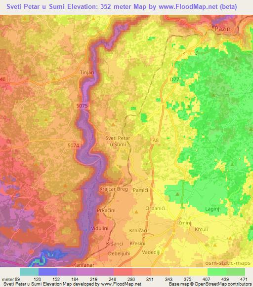 Sveti Petar u Sumi,Croatia Elevation Map