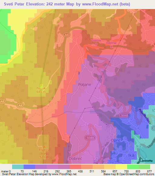 Sveti Petar,Croatia Elevation Map