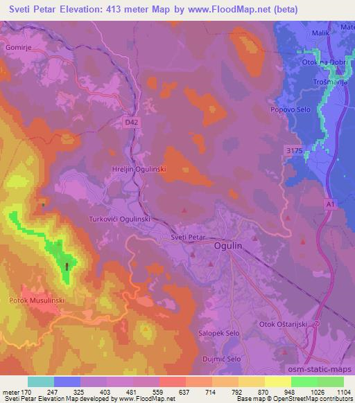 Sveti Petar,Croatia Elevation Map