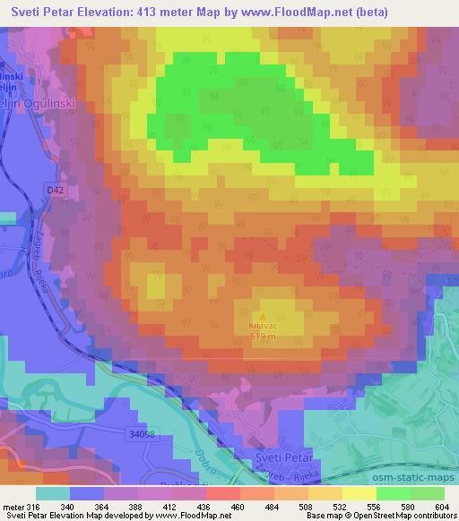 Sveti Petar,Croatia Elevation Map