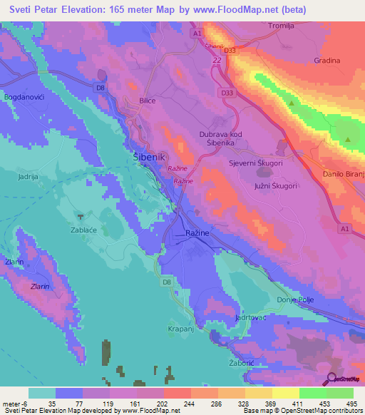 Sveti Petar,Croatia Elevation Map