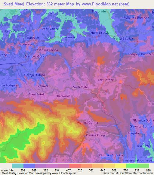 Sveti Matej,Croatia Elevation Map