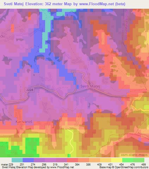 Sveti Matej,Croatia Elevation Map