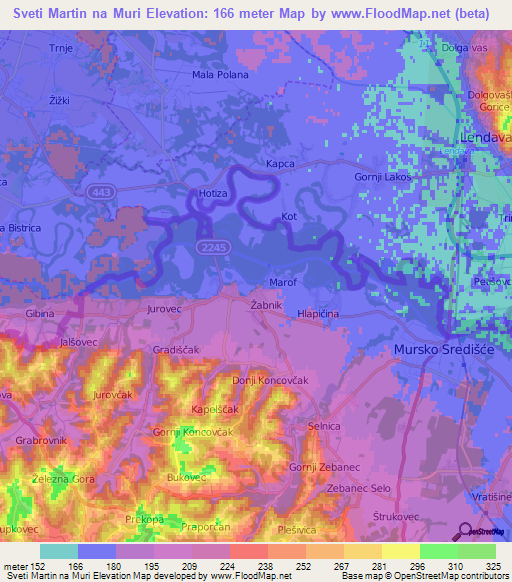 Sveti Martin na Muri,Croatia Elevation Map