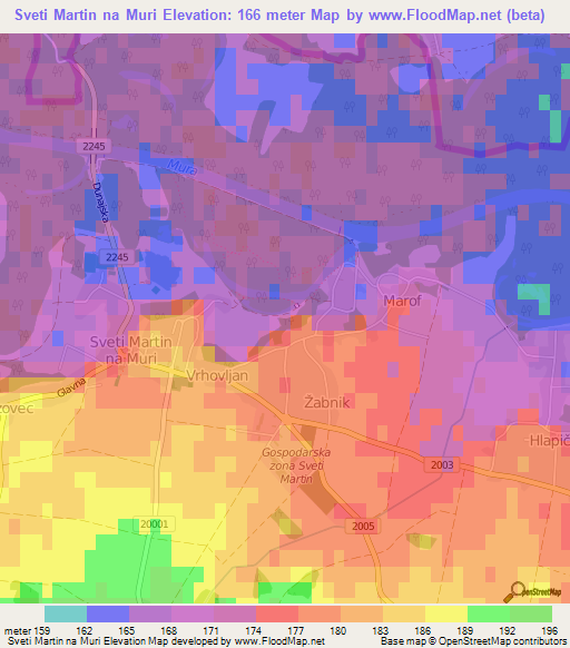 Sveti Martin na Muri,Croatia Elevation Map