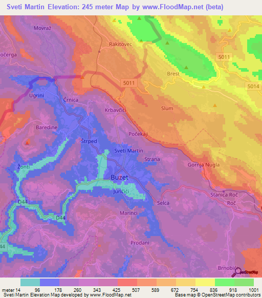 Sveti Martin,Croatia Elevation Map