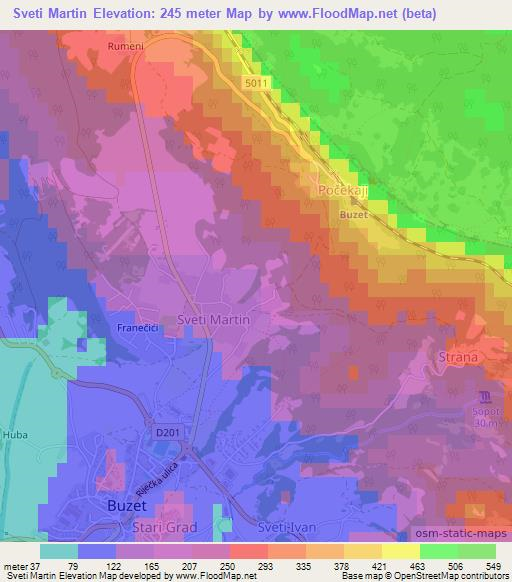 Sveti Martin,Croatia Elevation Map