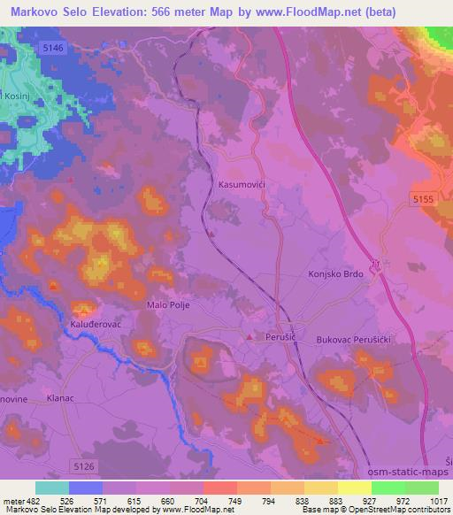 Markovo Selo,Croatia Elevation Map