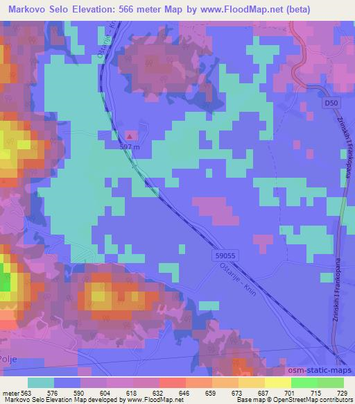 Markovo Selo,Croatia Elevation Map