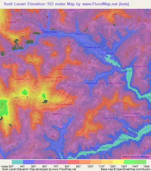 Sveti Lenart,Slovenia Elevation Map