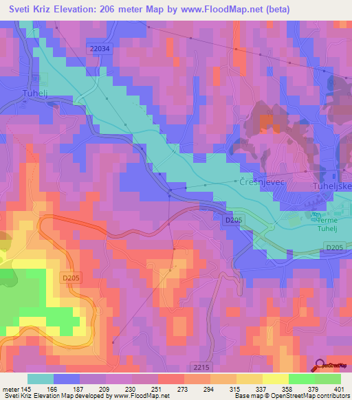 Sveti Kriz,Croatia Elevation Map