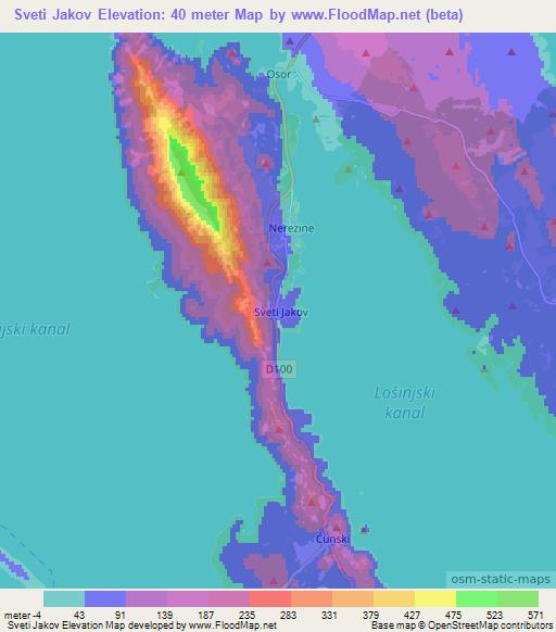 Sveti Jakov,Croatia Elevation Map