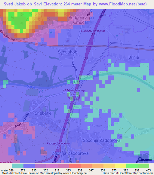 Sveti Jakob ob Savi,Slovenia Elevation Map