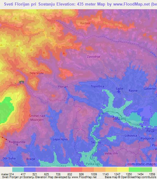 Sveti Florijan pri Sostanju,Slovenia Elevation Map