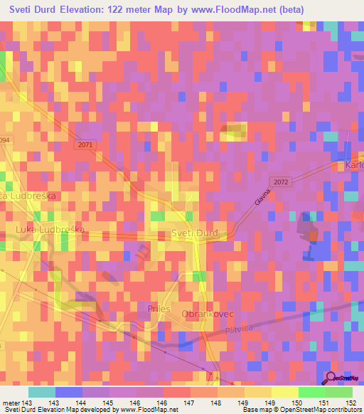 Sveti Durd,Croatia Elevation Map