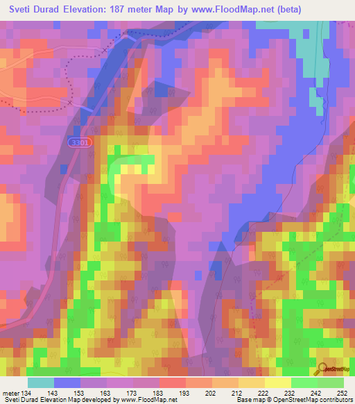 Sveti Durad,Croatia Elevation Map